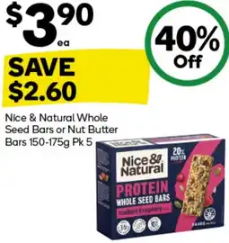 Woolworths Nice & Natural Whole Seed Bars or Nut Butter Bars offer