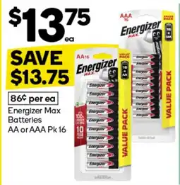 Woolworths Energizer Max Batteries AA or AAA offer