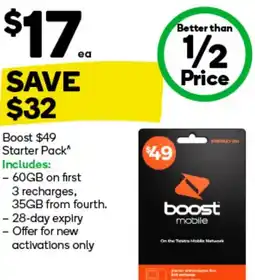 Woolworths Boost $49 Starter Pack offer