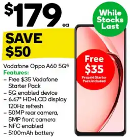 Woolworths Vodafone Oppo A60 5G offer