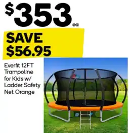 Woolworths Everfit 12FT Trampoline for Kids w/ Ladder Safety Net Orange offer