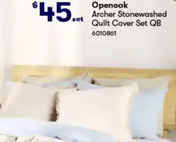 Woolworths Openook Archer Stonewashed Quilt Cover Set QB offer