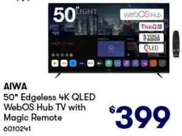 Woolworths AIWA 50" Edgeless 4K QLED WebOS Hub TV with Magic Remote offer