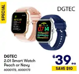 Woolworths DGTEC 2.01 Smart Watch Peach or Navy offer