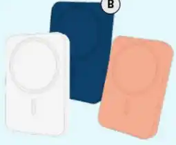 Woolworths 5000mAh Magnetic Wireless Power Bank in White, Navy or Peach offer