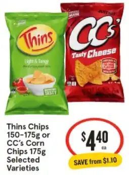 IGA Thins chips or cc's corn chips offer