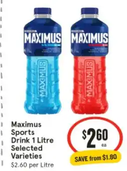IGA Maximus sports drink offer