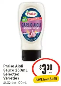 IGA Praise aioli sauce offer