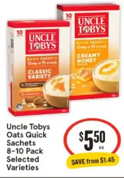 IGA Uncle tobys oats quick sachets offer