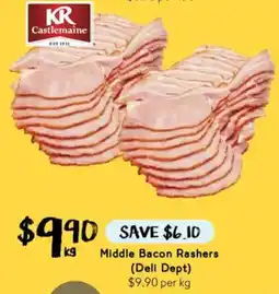 Drakes Middle bacon rashers (deli dept) offer