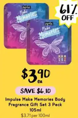 Drakes Impulse Make Memories Body Fragrance Gift Set offer