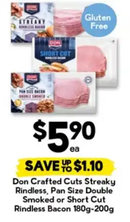 Drakes Don Crafted Cuts Streaky Rindless, Pan Size Double Smoked or Short Cut Rindless Bacon offer