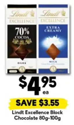 Drakes Lindt Excellence Block Chocolate offer