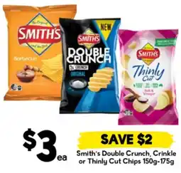 Drakes Smith's Double Crunch, Crinkle or Thinly Cut Chips offer