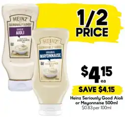 Drakes Heinz Seriously Good Aioli or Mayonnaise offer