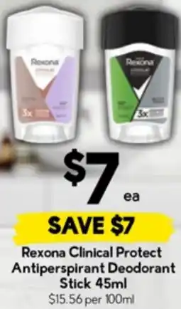 Drakes Rexona Clinical Protect Antiperspirant Deodorant Stick offer