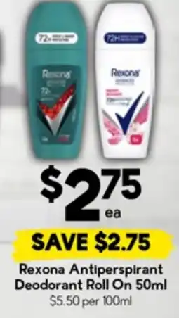 Drakes Rexona Antiperspirant Deodorant Roll On offer