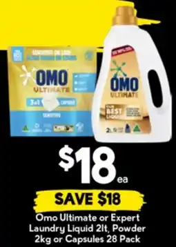 Drakes Omo Ultimate or Expert Laundry Liquid , Powder or Capsules 28 Pack offer
