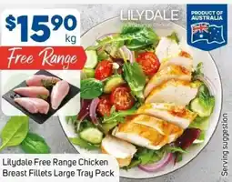 Foodland Lilydale Free Range Chicken Breast Fillets Large Tray Pack offer