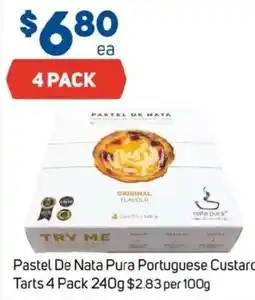 Foodland Pastel De Nata Pura Portuguese Custard Tarts 4 Pack offer