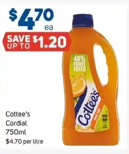 Foodland Cottee's Cordial offer
