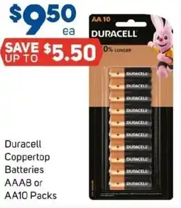 Foodland Duracell coppertop batteries aaa8 or aa10 packs offer