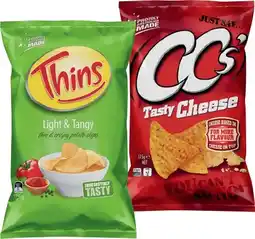 IGA Thins Chips 150‑175g or CC’s Corn Chips 175g Selected Varieties offer