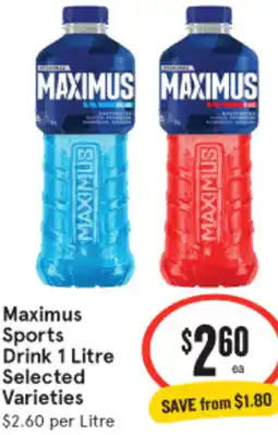 IGA Maximus Sports Drink offer