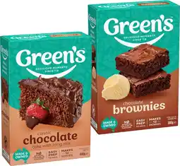 IGA Green's Cake or Brownie Mix 380-470g Selected Varieties offer