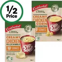 Woolworths Continental Cup a Soup 50-75g Pk 2 offer