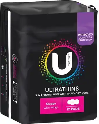 IGA U By Kotex Pads 6‑16 Pack Selected Varieties offer