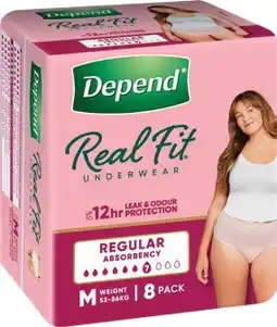 IGA Depend Real Fit Women Underwear 8 Pack Selected Varieties offer