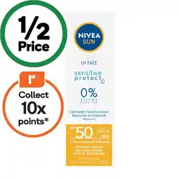Woolworths Nivea Sun UV Face Sensitive SPF50 50mlΔ offer