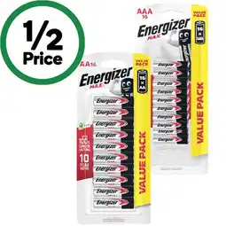 Woolworths Energizer Max Batteries AA or AAA Pk 16 offer