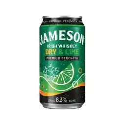 Woolworths Jameson 6.3% Dry & Lime Cans 4x375mL offer