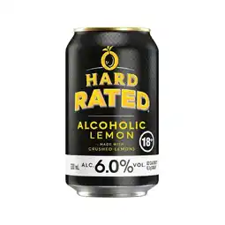 Woolworths Hard Rated Lemon 6% Cans 4x330mL offer