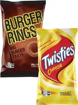 Coles Twisties, Burger Rings or Cheetos 65g-90g offer