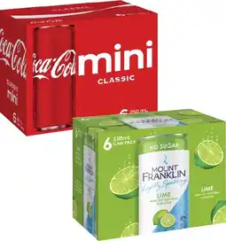 Coles Coca-Cola Soft Drink or Mt Franklin Sparkling Water 6x250mL offer