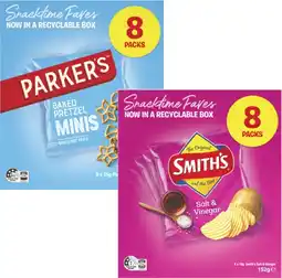 Coles Smith's Crinkle Cut or Parker's Pretzels 8 Pack 152g-200g offer
