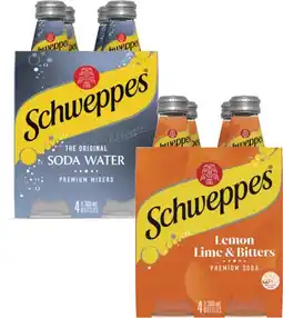 Coles Schweppes Mixers or Soft Drink 4x300mL offer