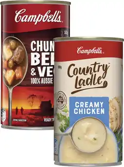 Coles Campbell's Country Ladle or Chunky Soup 495g-505g offer