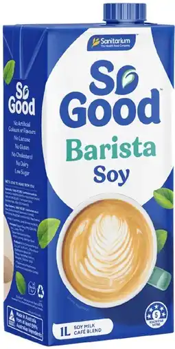 Coles Sanitarium So Good Barista Soy Milk 1 Litre offer