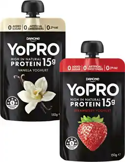 Coles Danone YoPro Protein Yoghurt Pouch 150g offer