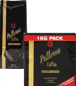 Coles Vittoria Mountain Grown Coffee Beans or Ground 1kg offer