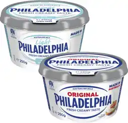 Coles Philadelphia Spreadable Cream Cheese Tub 250g offer