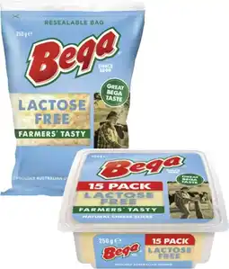 Coles Bega Cheese Lactose Free Slices or Grated 250g offer
