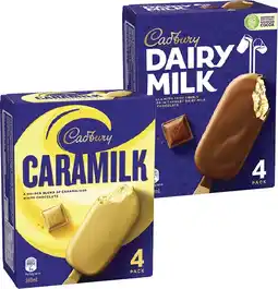 Coles Cadbury Dairy Milk Sticks 4 Pack-6 Pack 300mL-360mL offer