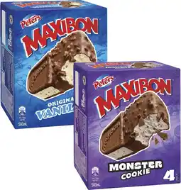 Coles Peters Maxibon 4 Pack 560mL offer