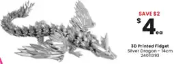 Toymate 3D Printed Fidget Silver Dragon offer