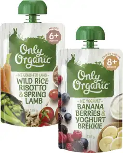Coles Only Organic 4+ Months, 6+ Months or 8+ Months Baby Food Pouch 120g offer